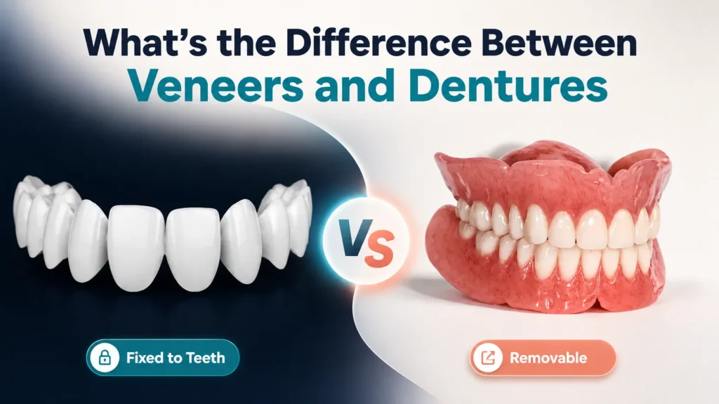 What's the Difference Between Veneers and Dentures