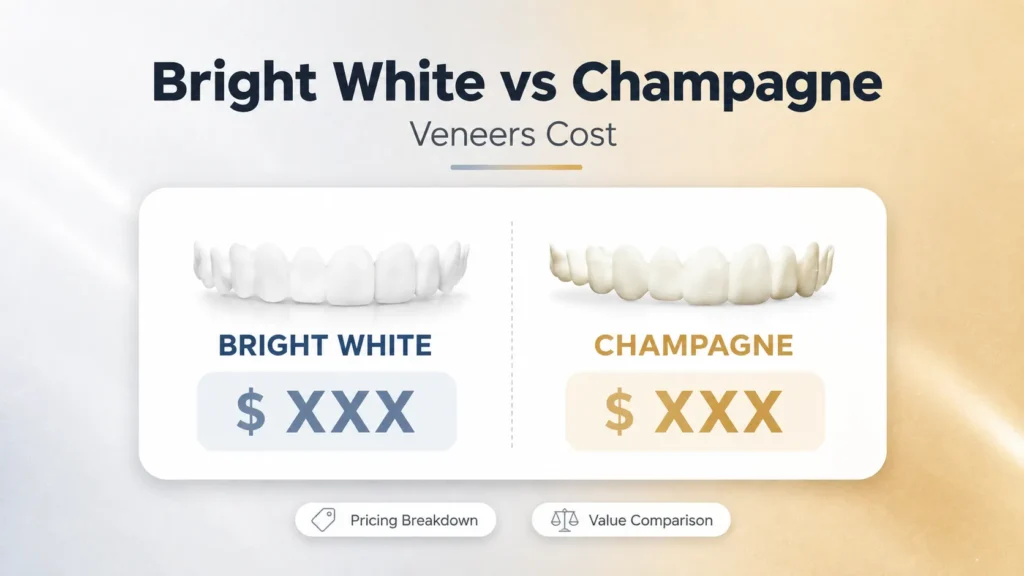 Shiny Smile Bright White vs Champagne Veneers Cost