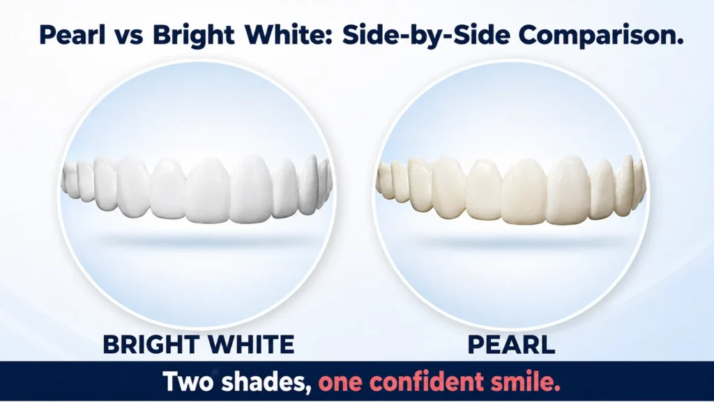 Shiny Smile Veneers Pearl Vs Bright White Side-by-Side Comparison